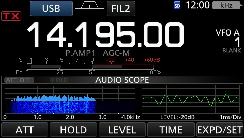 图 5-6 AUDIO SCOPE 屏幕（左）与 AUDIO SCOPE SET 屏幕（右）